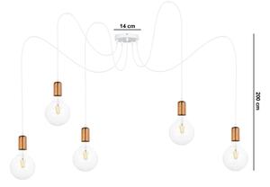 Lampadario a sospensione con filo MIROS 5xE27/60W/230V ragno bianco/rame