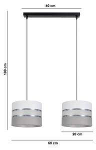 Lampadario su corda CORAL 2xE27/60W/230V bianco/grigio