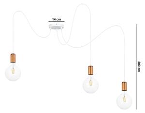 Lampadario a sospensione con filo MIROS 3xE27/60W/230V ragno bianco/rame