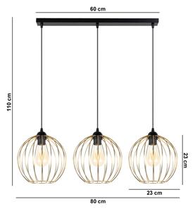 Lampadario a sospensione con filo MATT 3xE27/60W/230V nero/oro