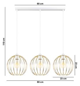 Lampadario a sospensione con filo MATT 3xE27/60W/230V bianco/oro