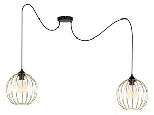 Lampadario a sospensione con filo MATT 2xE27/60W/230V ragno nero/oro