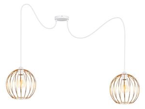 Lampadario a sospensione con filo MATT 2xE27/60W/230V ragno bianco/rame