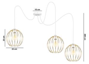 Lampadario a sospensione con filo MATT 3xE27/60W/230V ragno bianco/oro