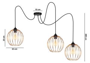 Lampadario a sospensione con filo MATT 3xE27/60W/230V ragno nero/rame