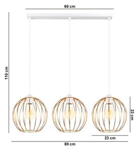 Lampadario a sospensione con filo MATT 3xE27/60W/230V bianco/rame
