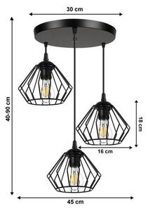 Lampadario a sospensione con filo CEED 3xE27/60W/230V nero