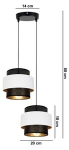 Lampadario a sospensione con filo NESS 2xE27/60W/230V diametro 30 cm nero/bianco