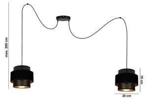 Lampadario a sospensione con filo NESS 2xE27/60W/230V ragno nero
