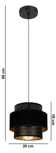 Lampadario a sospensione con filo NESS 1xE27/60W/230V nero