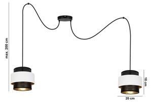 Lampadario a sospensione con filo NESS 2xE27/60W/230V ragno nero/bianco