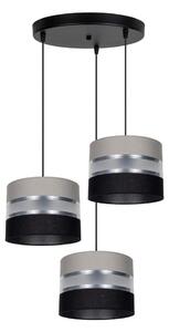 Lampadario a sospensione con filo CORAL 3xE27/60W/230V nero/grigio/cromo diametro 45 cm