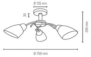 Spot-Light 8141374 - Lampadario a plafone VILETTA 3xE27/60W/230V