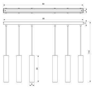 Lampadario a sospensione con filo RAITO 6xGU10/8W/230V ottone