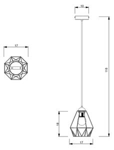 Lampadario su corda BERGEN 1xE27/60W/230V nero