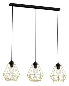 Lampadario a sospensione con filo BERGEN 3xE27/60W/230V nero/oro