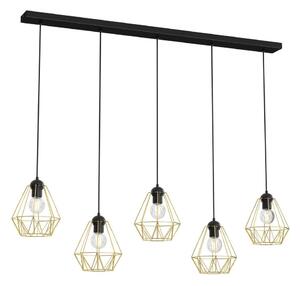 Lampadario a sospensione con filo BERGEN 5xE27/60W/230V nero/oro