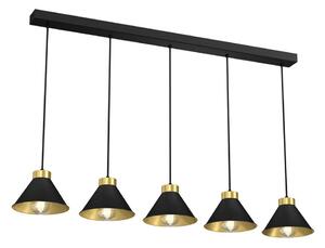 Lampadario su corda DEMET 5xE27/60W/230V nero/dorato