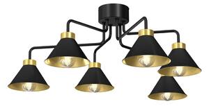 Lampadario a plafone DEMET 6xE27/60W/230V nero/oro