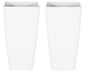 Set di 2 vasi per piante moderno Bianco 30 x 30 x 57 cm interni ed esterni per tutte le stagioni Beliani