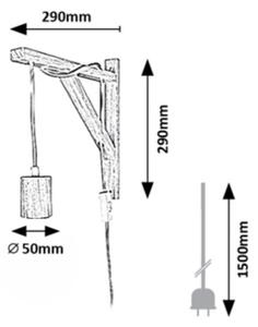 Rabalux 71028 - Lampada da parete UBUL 1xE27/60W/230V faggio