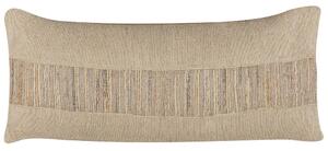 Cuscino decorativo in iuta beige 30 x 70 cm, rimovibile con cerniera e bordi intrecciati Accessori decorativi boho Beliani