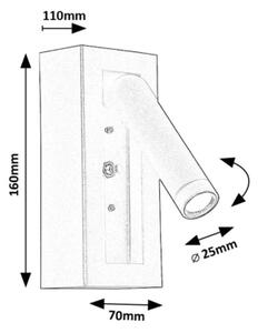 Rabalux 71285 - Luce Spot da parete a LED GELLO LED/4W/230V nero