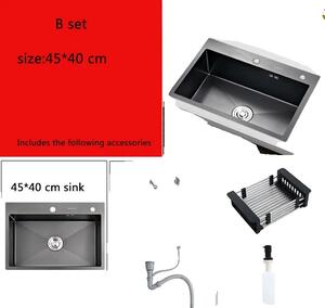 Lavello, montaggio a incasso, materiale in acciaio inossidabile, set B