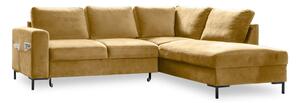 Divano letto angolare in velluto giallo (angolo destro) Lofty Lilly - Miuform