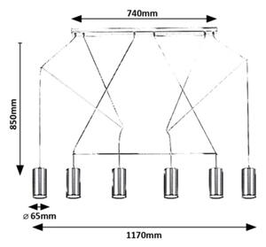 Rabalux 72018 - Lampadario a sospensione ASLAUG 6xGU10/50W/230V