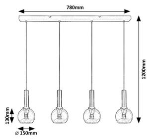 Rabalux 72174 - Lampadario a sospensione con filo CENTIO 4xE27/40W/230V