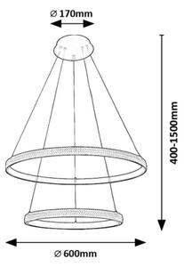 Rabalux 72259 - Lampadario LED a sospensione con filo GRETE LED/60W/230V 3000K