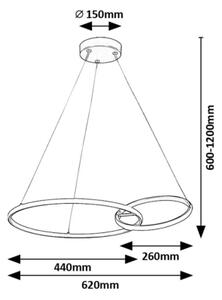 Rabalux 72296 - Lampadario LED a sospensione con filo EMILION LED/36W/230V nero/oro