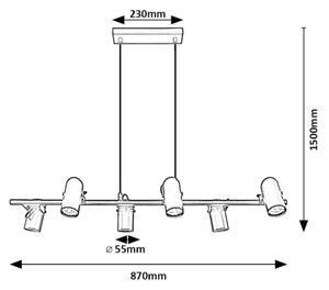 Rabalux 73045 - Lampadario a sospensione con filo MAXIMILIAN 6xGU10/25W/230V