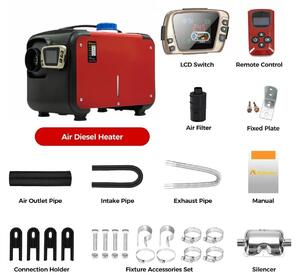 Stufa diesel riscaldante – Stufa portatile – 8 kW di potenza – 12V con display LCD e telecomando