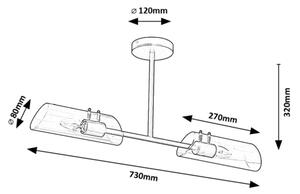 Rabalux 75030 - Lampadario da bagno a sospensione con supporto rigido TEODORO 2xE14/12W/230V IP44 cromo