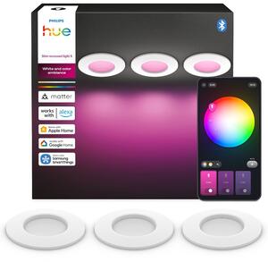 Philips Hue White and Color ambiance Lampada da incasso 90 mm, 3 pezzi, Bluetooth/Zigbee, Bianco, LED, Policarbonato (PC), Altro, 1000 K