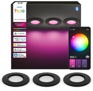 Philips Hue White and Color ambiance Lampada da incasso 90 mm, 3 pezzi, Bluetooth/Zigbee, Nero, LED, Policarbonato (PC), Altro, 1000 K