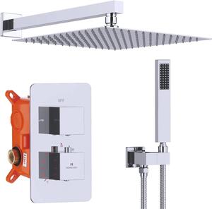 Rubinetto per doccia - Sistema doccia - Rubinetto termostatico - Miscelatore per doccia - Doccia a pioggia - Da incasso - Bocchetta doccia a pioggia da 30 cm