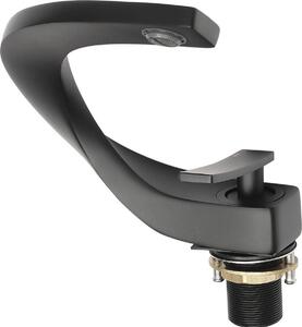 Rubinetto per lavabo - con erogatore a cascata - colore nero opaco - realizzato in ottone e acciaio inossidabile - per acqua calda e fredda
