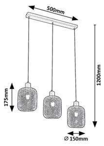 Rabalux 3132 - Lampadario su corda GRENDEL 3xE27/60W/230V