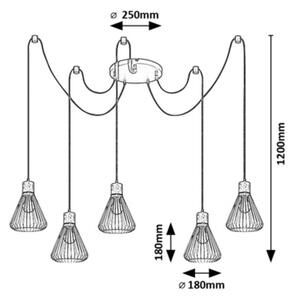Rabalux 3150 - Lampadario a sospensione con filo FARFALLE 5xE27/40W/230V ragno nero/faggio