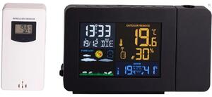 Stazione meteo con proiezione LED, display a colori, termometro e sveglia