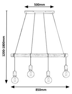 Rabalux 3980 - Lampadario a sospensione con filo PABLO 4xE27/40W/230V