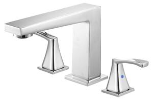 Rubinetto per vasca da bagno a cascata – Rubinetto per vasca da bagno a 3 fori con 2 maniglie – Acciaio inossidabile – Stile elegante, finitura argento