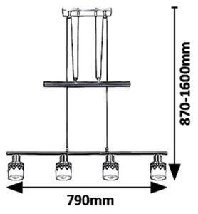 Rabalux 5345 - Lampadario a sospensione con filo LACEY 4xE14/40W/230V