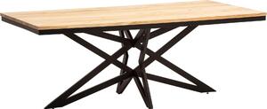 WOHNLING Tavolo da pranzo 200x100x77 cm Legno massello di acacia Tavolo da pranzo in metallo Tavolo da cucina industriale con base a stella Tavolo in legno Grande tavolo da pranzo Sala da pranzo