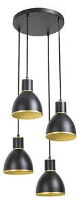 Rabalux 5604 - Lampadario a filo MACKENZIE 4xE27/60W/230V nero/oro