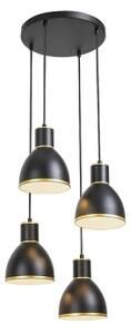 Rabalux 5604 - Lampadario a filo MACKENZIE 4xE27/60W/230V nero/oro