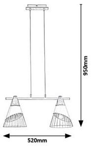 Rabalux 5666 - Lampadario a sospensione con filo ISAAC 2xE27/60W/230V